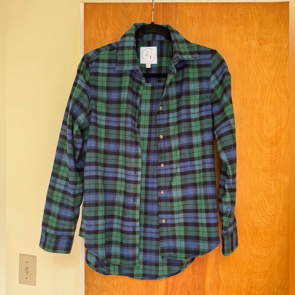 Dog Threads Tops - Dog Threads Plaid Green and Blue Women’s Flannel